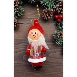 Wooden Santa Elf Christmas Ornament Musician Cymbal Player Hand Painted